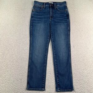 Madewell Stovepipe Jeans Womens 25 Curvy Cropped Mid Rise‎ Stretch Denim Blue